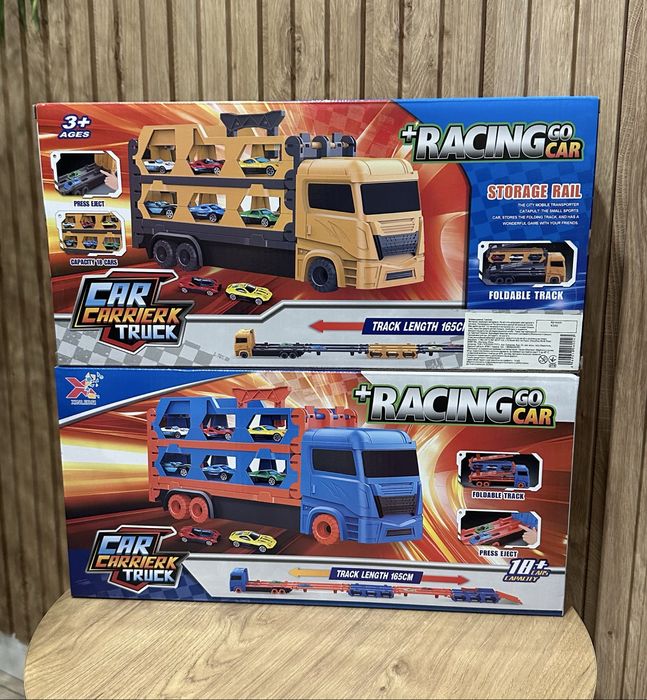 Трейлер-автовоз з розкладним треком 1,65 м та запускачем + 6 машинок