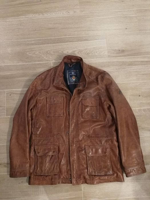 Kurtka skórzana męska brązowa