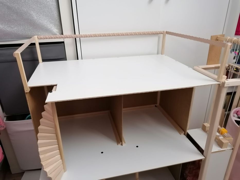 Pilne - Dom duży dla lalek handmade elektryczna winda i światła mebelk