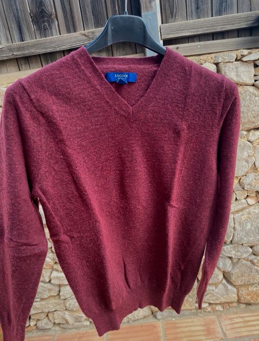 Sacoor Brothers Pullover, Size S, Bordeaux, Men's