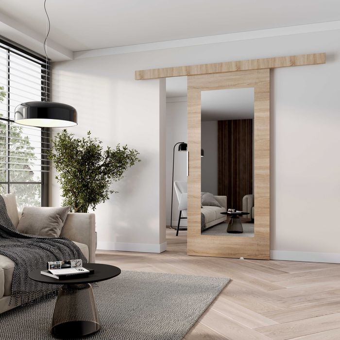 Drzwi przesuwne I80 - 86x205cm Sonoma nowoczesne, komplet,