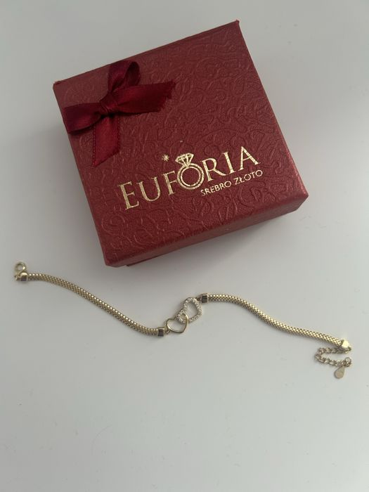 Bransoletka damska srebro 925 pozłacane – serca z cyrkoniami