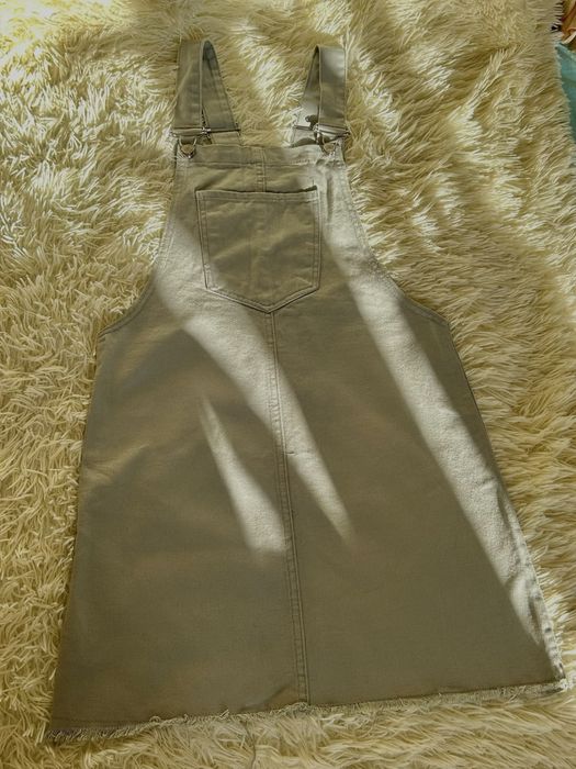 Джинсовий сарафан оливкового кольору з необробленим краєм (S)