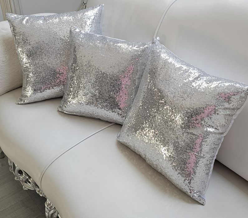 Poszewki cekiny srebrne 2 szt   45x45