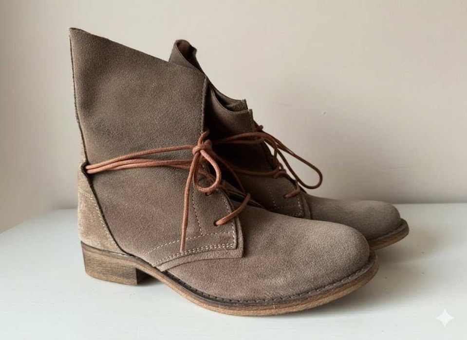 Италия Шикарное качество  высокие ботинки нат замш шикарный цвет 39р