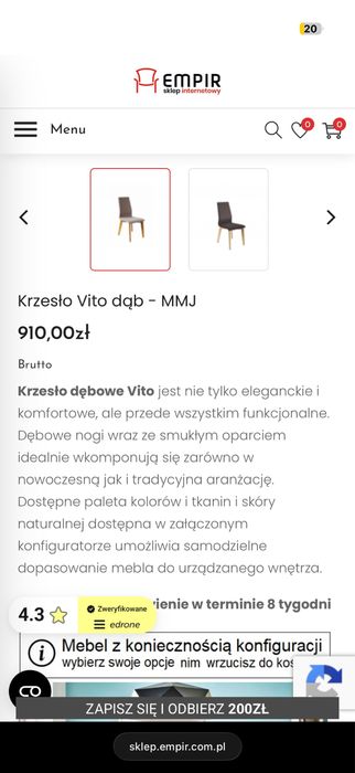 Paged, drewniane, dębowe, tapicerowane krzesla