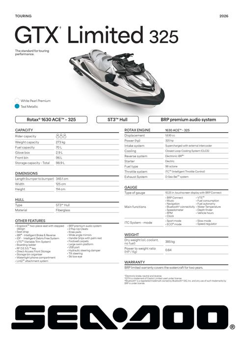 Nowy Sea-Doo GTX Limited 325 | 2026