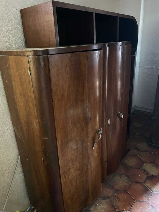 Conjunto de Quarto/Escritório Art Déco (Anos 30/40) – Secretária, cadeiras e armário