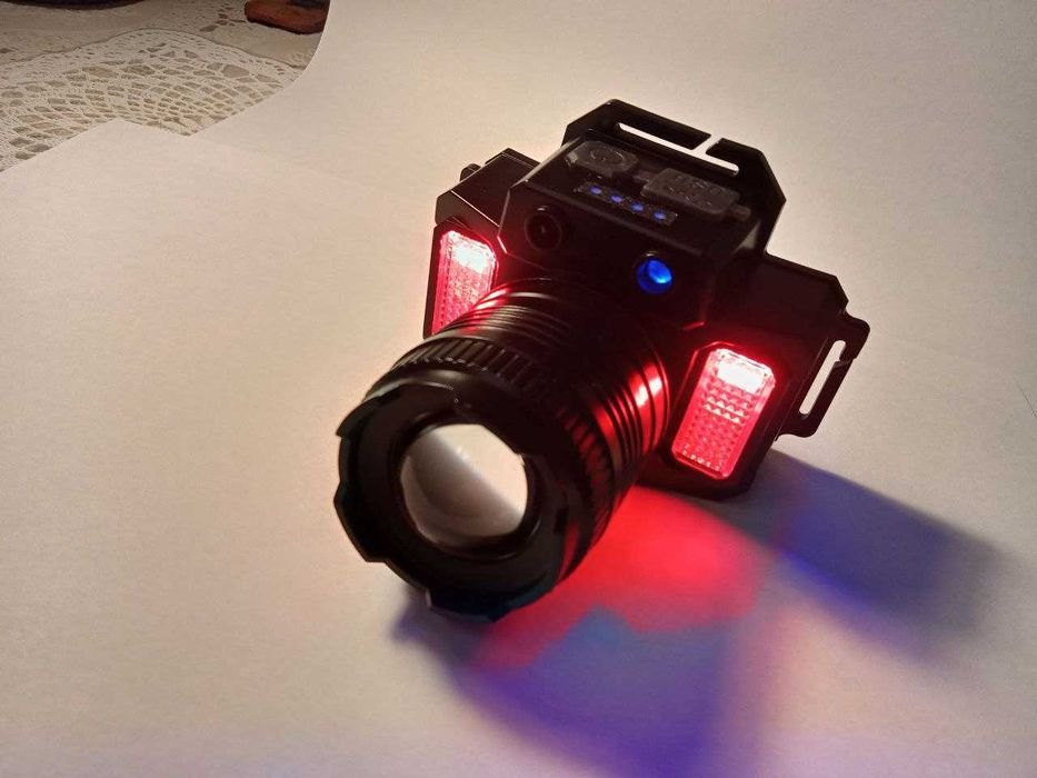 Фонарик налобный, аккумуляторный, светодиодный, очень яркий