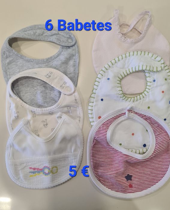 São 6 babetes. 1€ cada. 5€ os 6.
