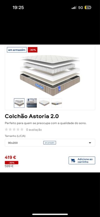 Cama ErgoBed solteiro 450 Beige com colchão