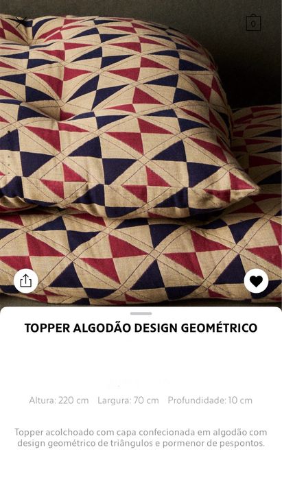 Topper Algodão Design Geométrico Zara Home NOVO