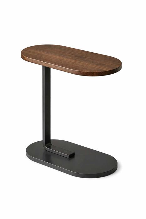 Журнальний приставний столик овальний 39×28×56 см, дерево+металл