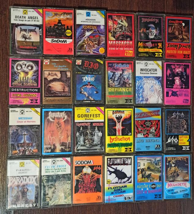 Kasety metal,heavy,black,death,thrash,speed,rock,rare,sodom,bathory