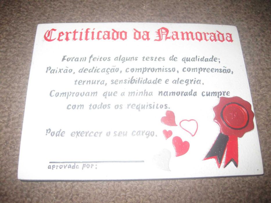 "Certificado da Namorada" Novo!