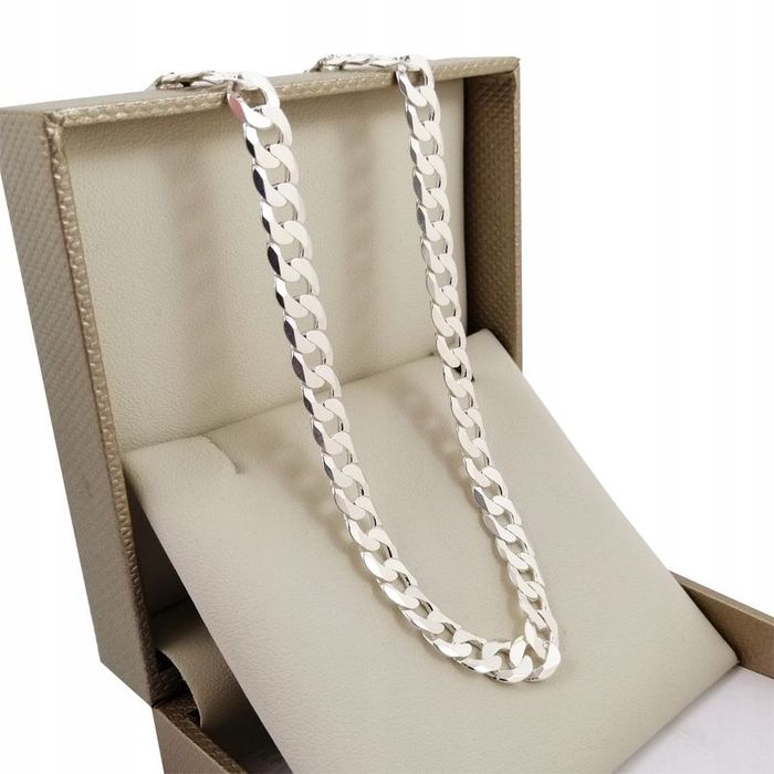 Gruby Męski Łańcuszek Srebrny 925 Szeroki Na Prezent Dla Dziadka+ Dedy