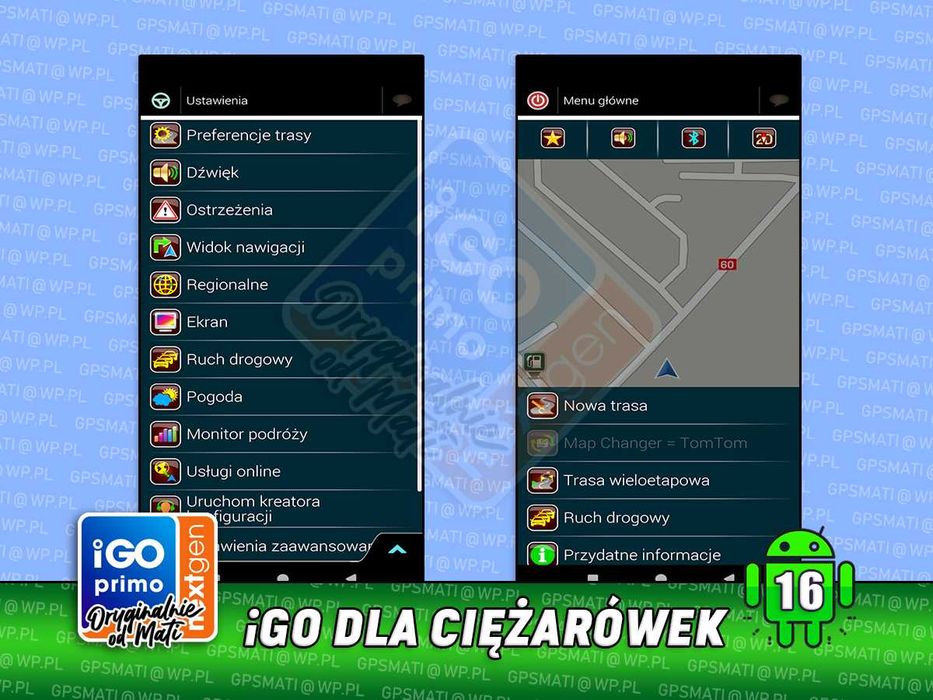 Aplikacja iGO Nextgen Mapy Nawigacja dla TIR Ciężarówki Android WinCE