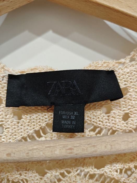 Ozdobna ażurowa narzutka żakiet sweterek Zara