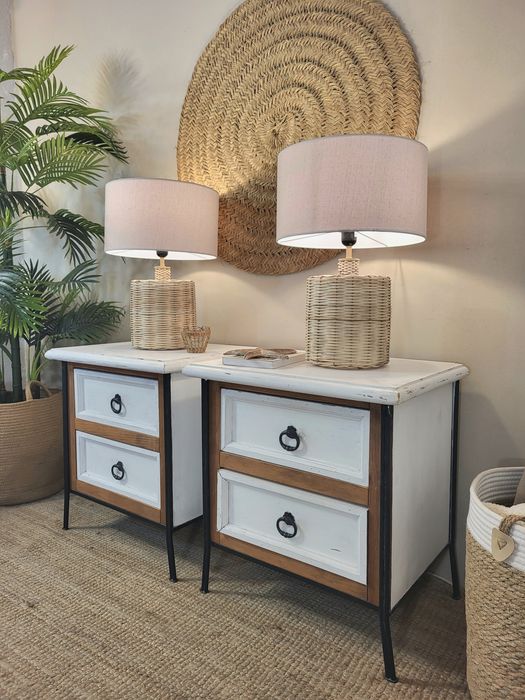 2 mesas, apoio, cabeceira,  ferro, rustico