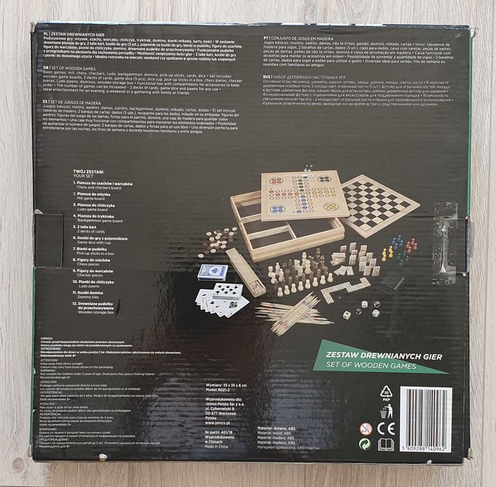 Zestaw gier planszowych, drewniany