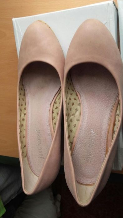 Buty damskie korek koturny brudny róż