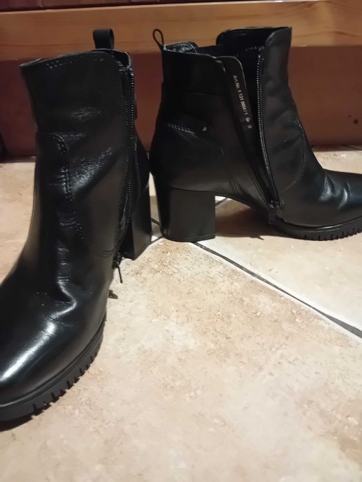 Buty botki skórzane damskie 5thAvenue na obcasie rozm.37