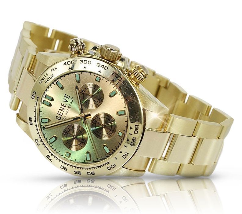 Złoty zegarek z bransoletą męski 14k Geneve mw014ydy&mbw017y Wrocław