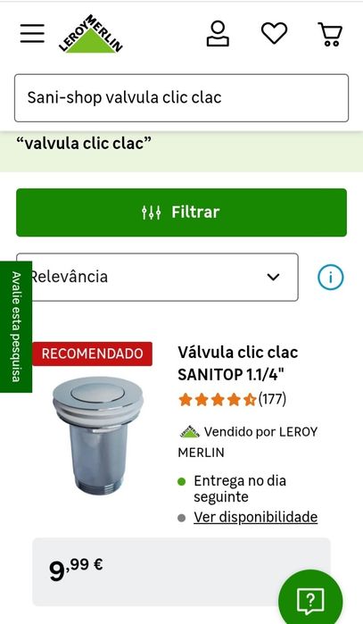 Válvula Clic Clac