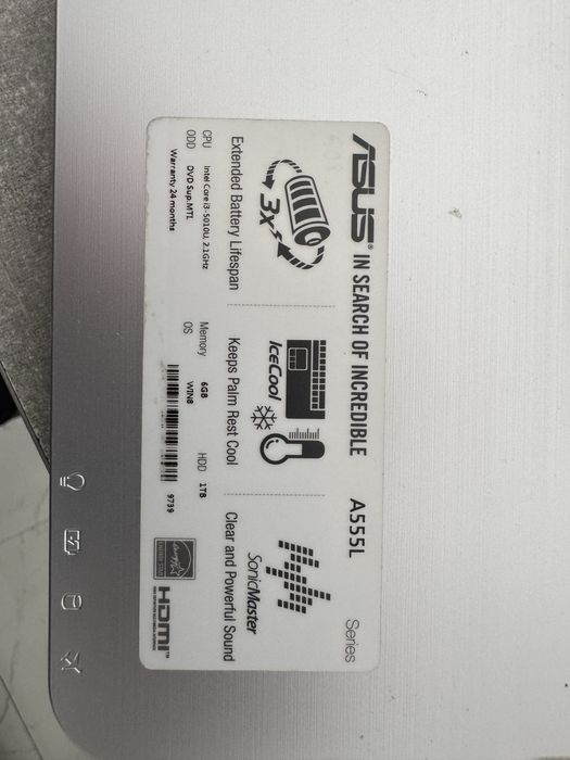 Laptop  asus a555L z zasilaczem