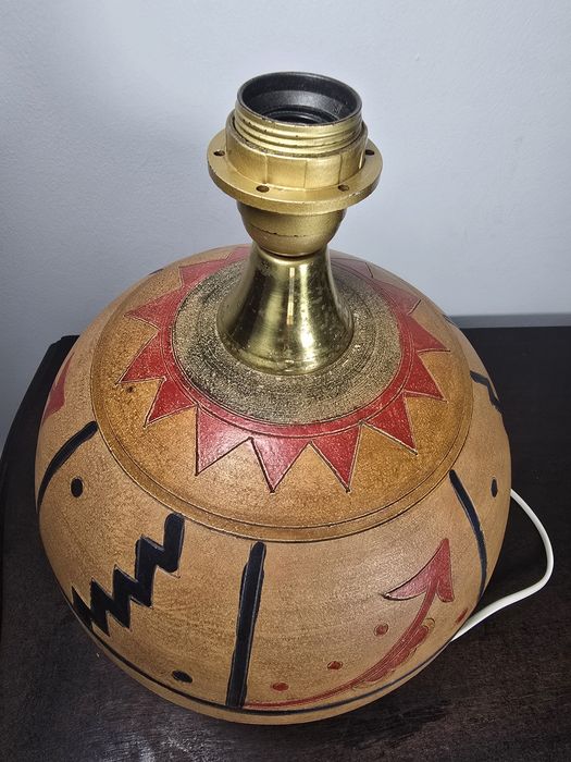 Candeeiro de Mesa vintage em Terracota Art Deco