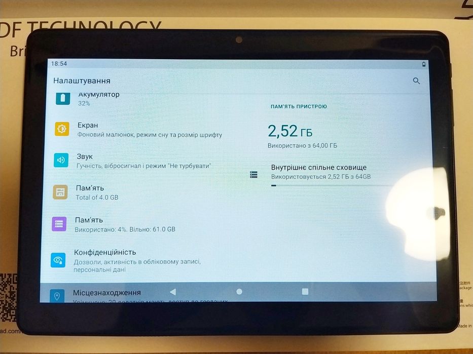 Планшет 10 дюймов 64/4 Гб с 2 сим sim BDF