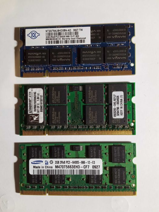 RAM DDR2 do laptopa – 3 × 2 GB – sprawne