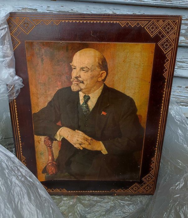 Portret LENIN - stary obraz SZKOLNY ze szkoły tablica szkolna PRL