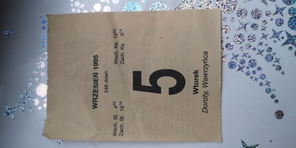 Kartka z kalendarza 5 września 1995 rok