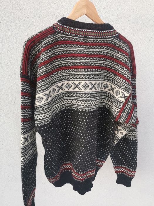 Męski sweter L w norweski wzór wełna