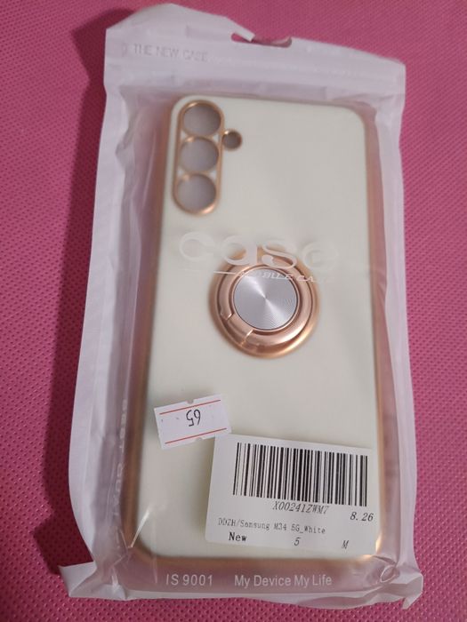 Etui z ringiem (uchwytem) do Samsung Galaxy M34 5G – Nowe (Białe / Rose Gold)