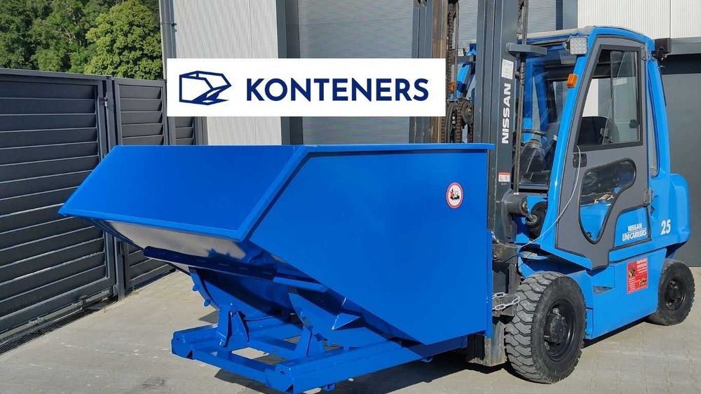 Kontener samowyładowczy KOLEBA 1500 l/ 1,5m3 odpady CNC, złom, drewno