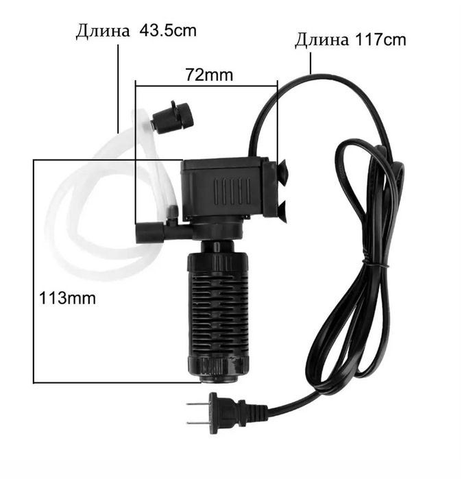 Мініфільтр Jeneca IPF-408, 200 л/год, 3-в-1 для акваріуму