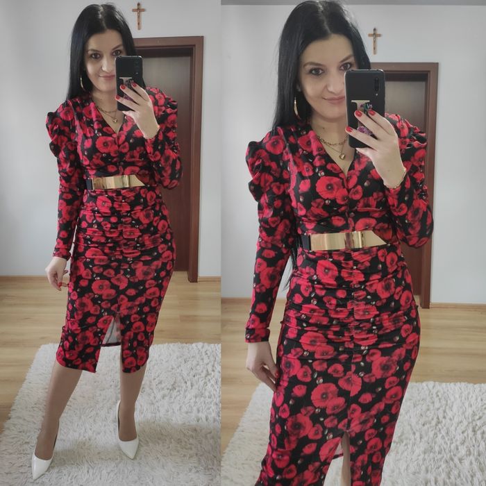 Sukienka MIDI dopasowana wesele komunia chrzciny