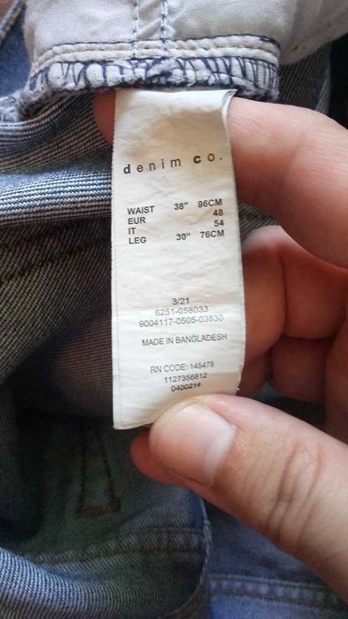 Джинсы мужские- Denim Co, W38 L30(54 размер), объем-98см, длина-103см