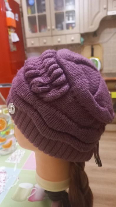 Зимова шапка жіноча, подвійна шапка, тепла шапка, р.54-56