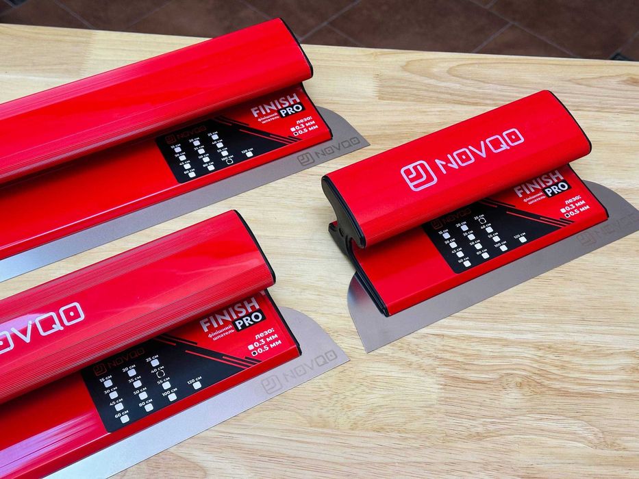 Комплект NOVQO Finish Pro, 3 Шпателя + Валик, нержавіючі, змінні леза