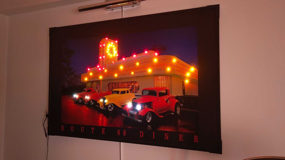 Obraz plakat LED Route 66 Diner Hot Rod Ford Coupe rok 1932 i 1935