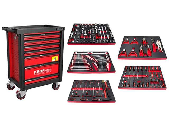 Carro Ferramenta 7G Preto ou Vermelho 160 Peças | Kroftools 8621/8622