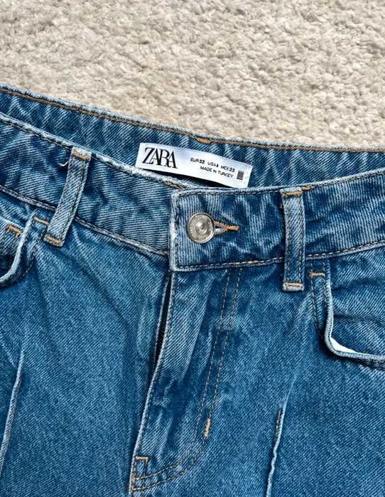 Zara jeansy cropped wide leg niebieskie 32 34