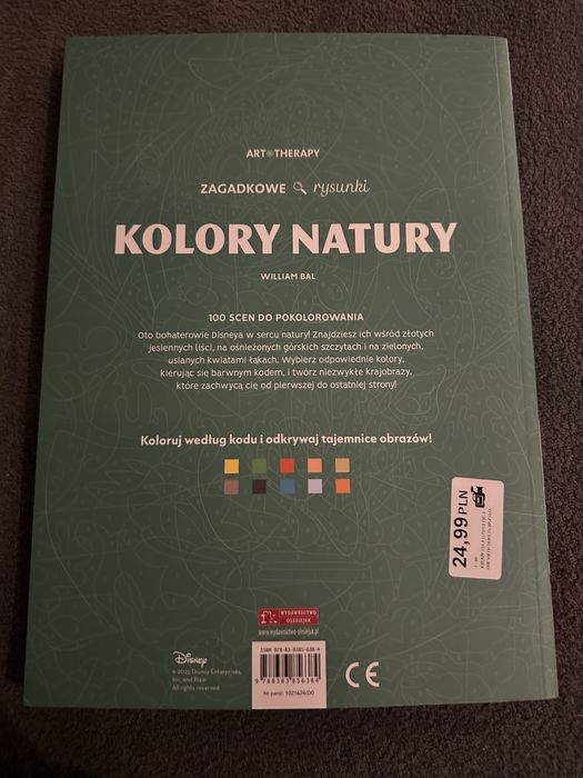 Kolory natury kolorowanka disney art therapy zagadkowe rysunki