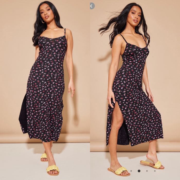 Плаття міді в квітковий принт сукня PrettyLittleThing