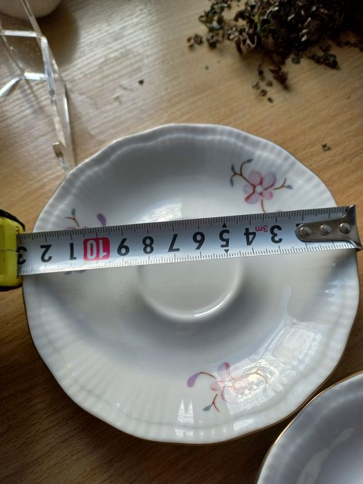 Zestaw trzech podstawek,talerzyków porcelana Wałbrzych PRL