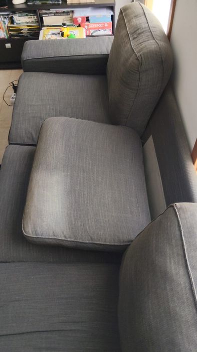 Sofá Cinzento 2,5m x 2,5m +chaise-longue com arrumação – muito confortável
