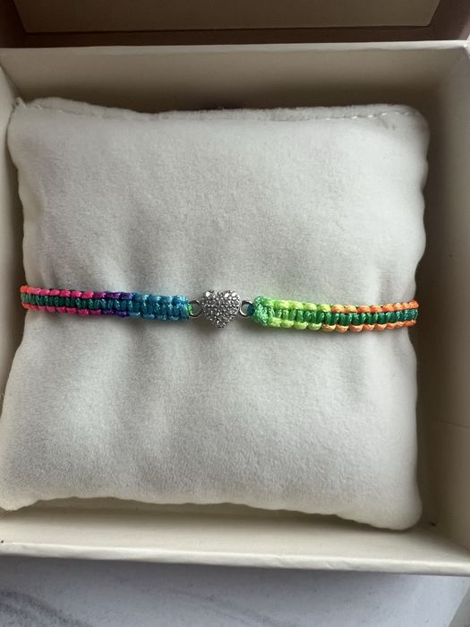 Bransoletka z elementami srebra i cyrkoniami z efektem Tie Dye - serce